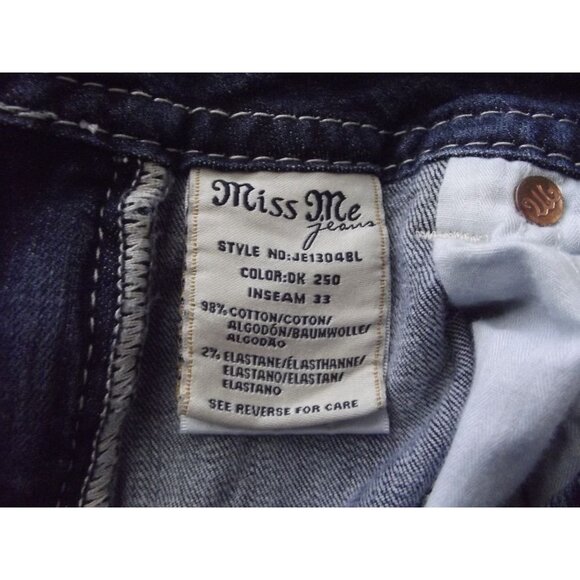 Miss Me Jeans Womens 27 X 30" JE13048L Signature Rise boot studded rhinestones - Picture 12 of 13